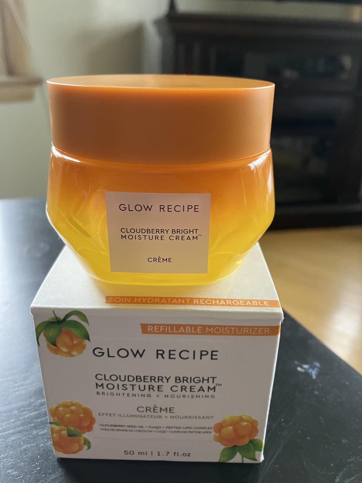 Glow Recipe Cloudberry Refillable Face Cream – Ultra Moisturizing Korean Face Cream for Women with CoQ10, Multi Peptides, and Vitamin C to Brighten, Repair Skin Barrier & Even Skin Tone (50 ml)