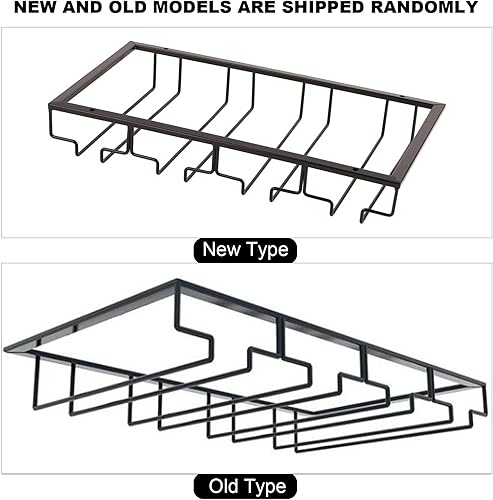 Miniatura 9 de Soporte para copas de vino de 15.7 x 8.9 in15,7 x 8,9 pulgadas, alambre de hierro, soporte para copas de vino debajo del gabinete, 4 filas sin