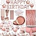 iZoeL 30 Ospiti Decorazioni per Feste in Oro Rosa, Palloncini Buon Compleanno, Decorazioni per Torte, Tovaglie, Piatti Tende, Tovaglioli, Bicchier Carta, Cannucce, per Ragazza Compleanno Nozze Festa