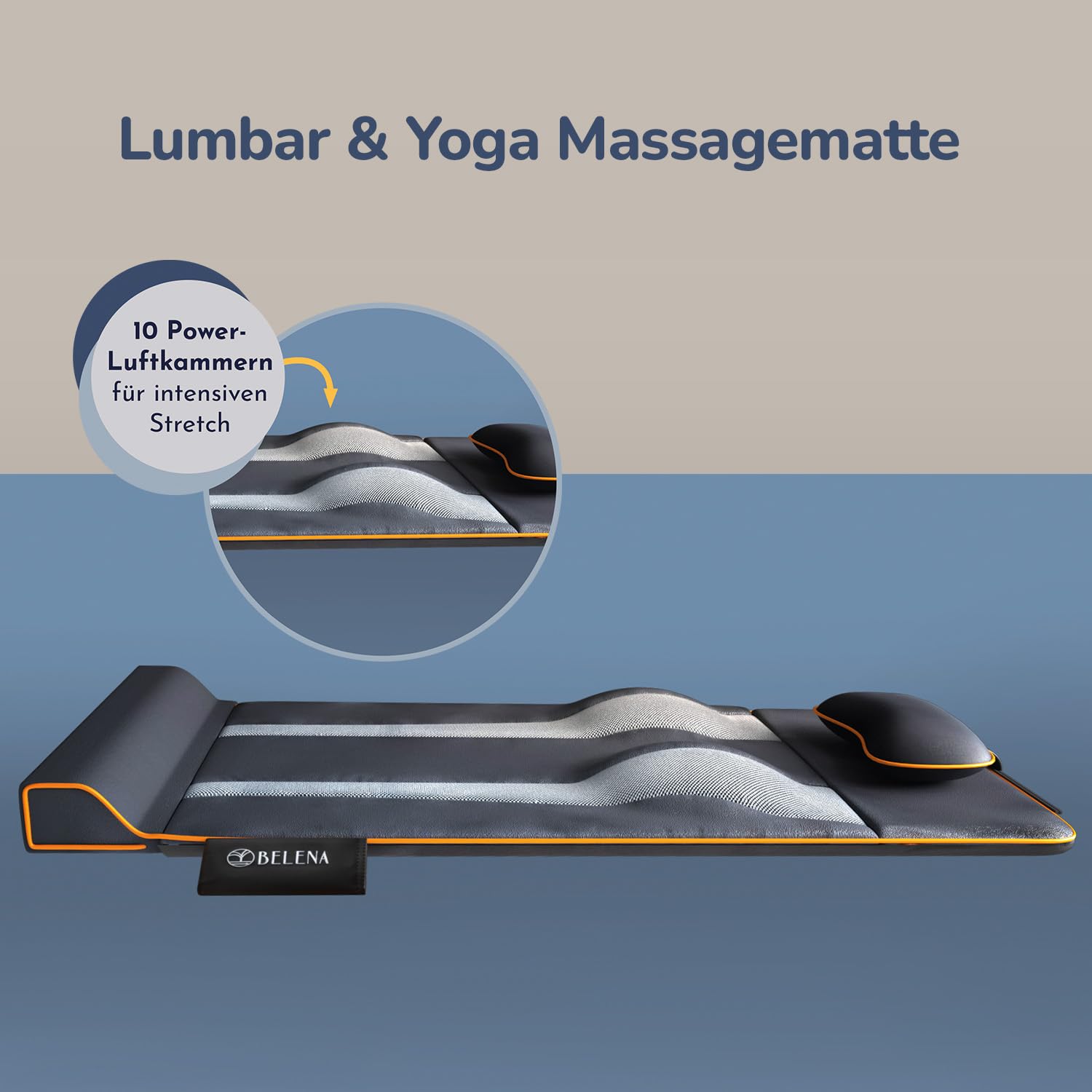 Belena Air Stretch mit Wellnessgel - Das Original aus dem TV - Entspannungsset für Zuhause - Elektronische Stretch & Massagematte mit Wärmefunktion + Kühlendes Wellnessgel