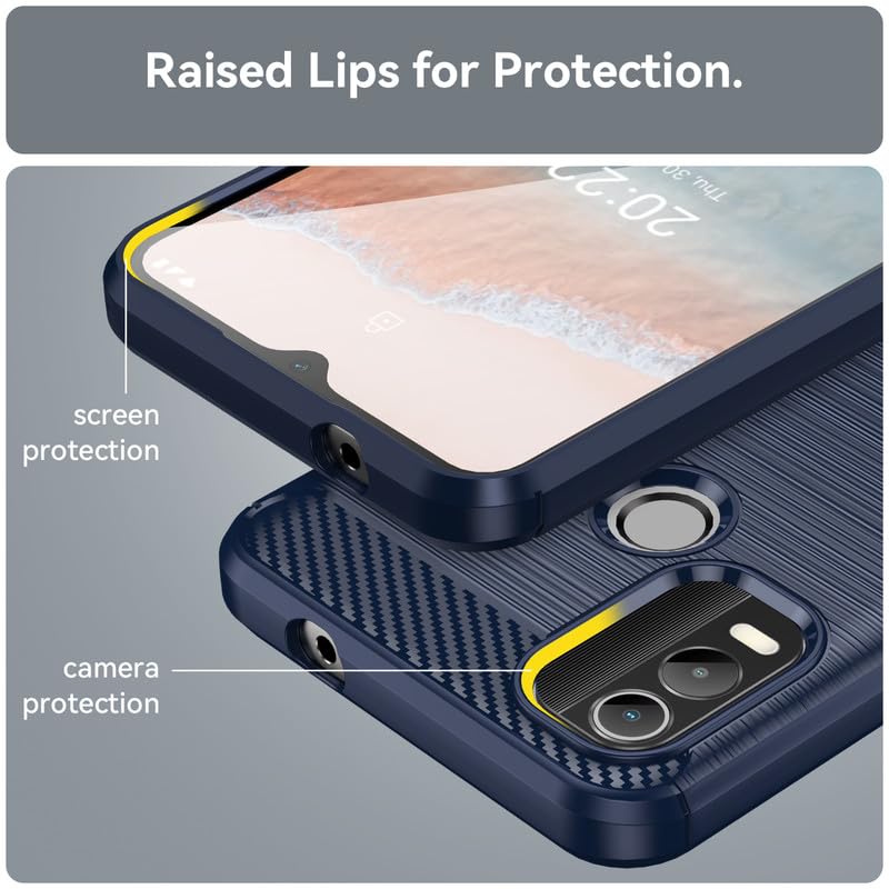 Image of Hybrid Carbon Fiber Back Case for Nokia C21 Plus (Blue)