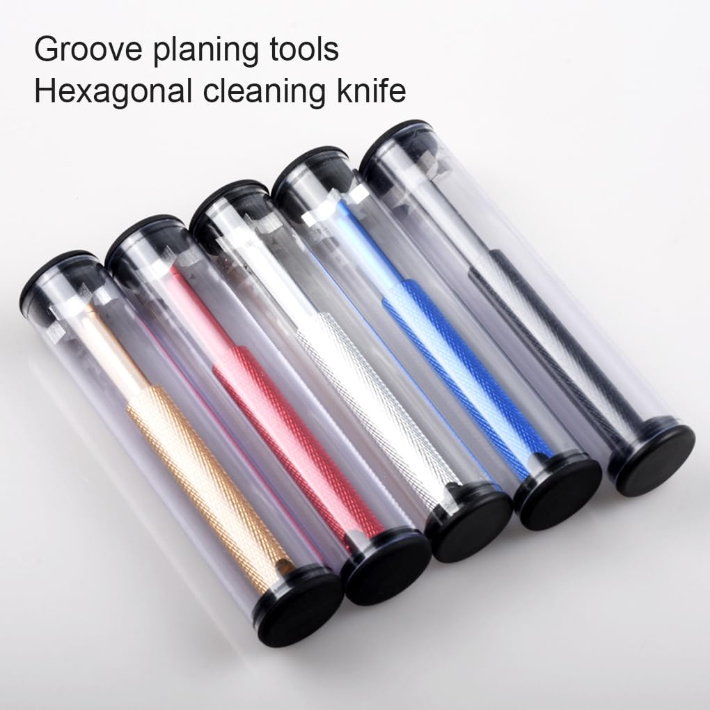 Golfrillenschärfer, Edelstahl, Aluminiumlegierung, Eisenkeil, 6 Köpfe, Reinigungs-Schärfwerkzeug, tragbar, Outdoor-Sport, Rot