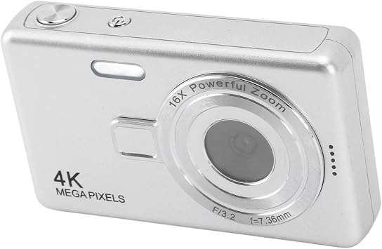 12MP 1080P Digital Camera with 16x Zoom for Student Vlog Photography (Silver)