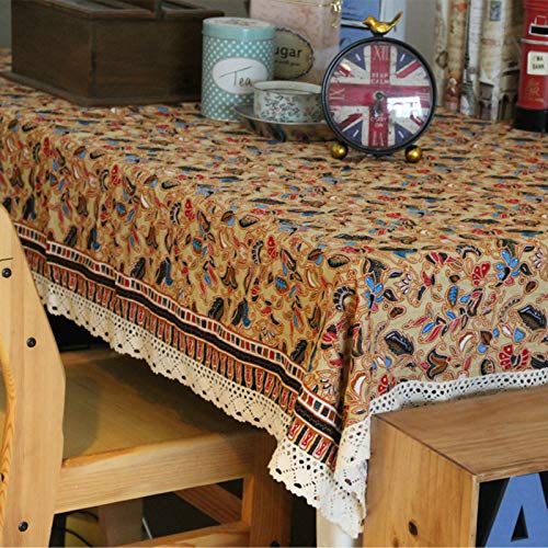 Nappe imprimé de feuilles fleurs 140x220cm en coton multicouleur