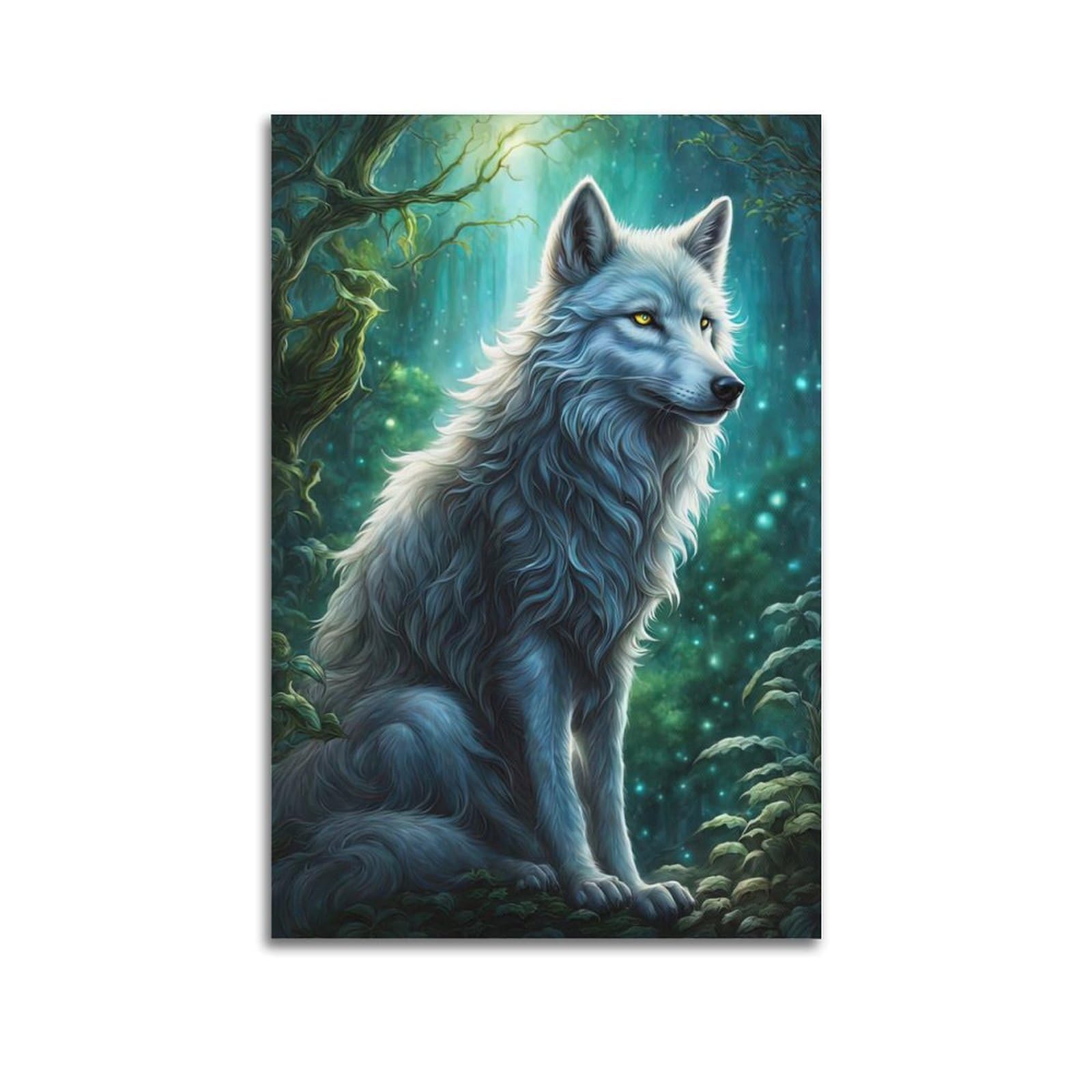WZKTCL Animal Poster Arctic Wolves in The Woods Poster Decorative Painting Canvas Wall Posters And Art Picture Print Modern Family Bedroom Decor Posters 20x30inch(50x75cm)