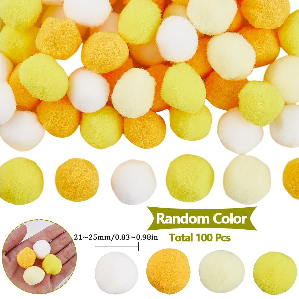 SUNNYCLUE 100Pcs Yellow Pom Pom Balls Poms Poms Bulk 25mm Polyester Multicolor Soft Fluffy Fuzzy Decors Round Small Pompoms Ball for Making DIY Creative Art Crafts Party Home Decorations Supplies - Image 2