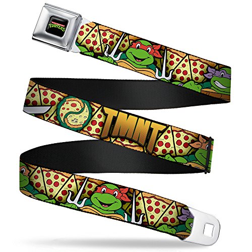 Buckle-Down Seatbelt Belt - Classic TMNT Turtle Poses/Pizza Slices - 1.0