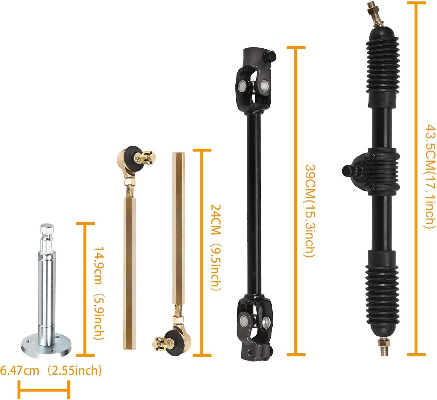 Trkimal Juego de barras de dirección de 300 mm para volante, volante de barco, kit de herramientas de montaje de piñón para Go Kart ATV UTV 110 cc 125 cc 140 cc 150 cc