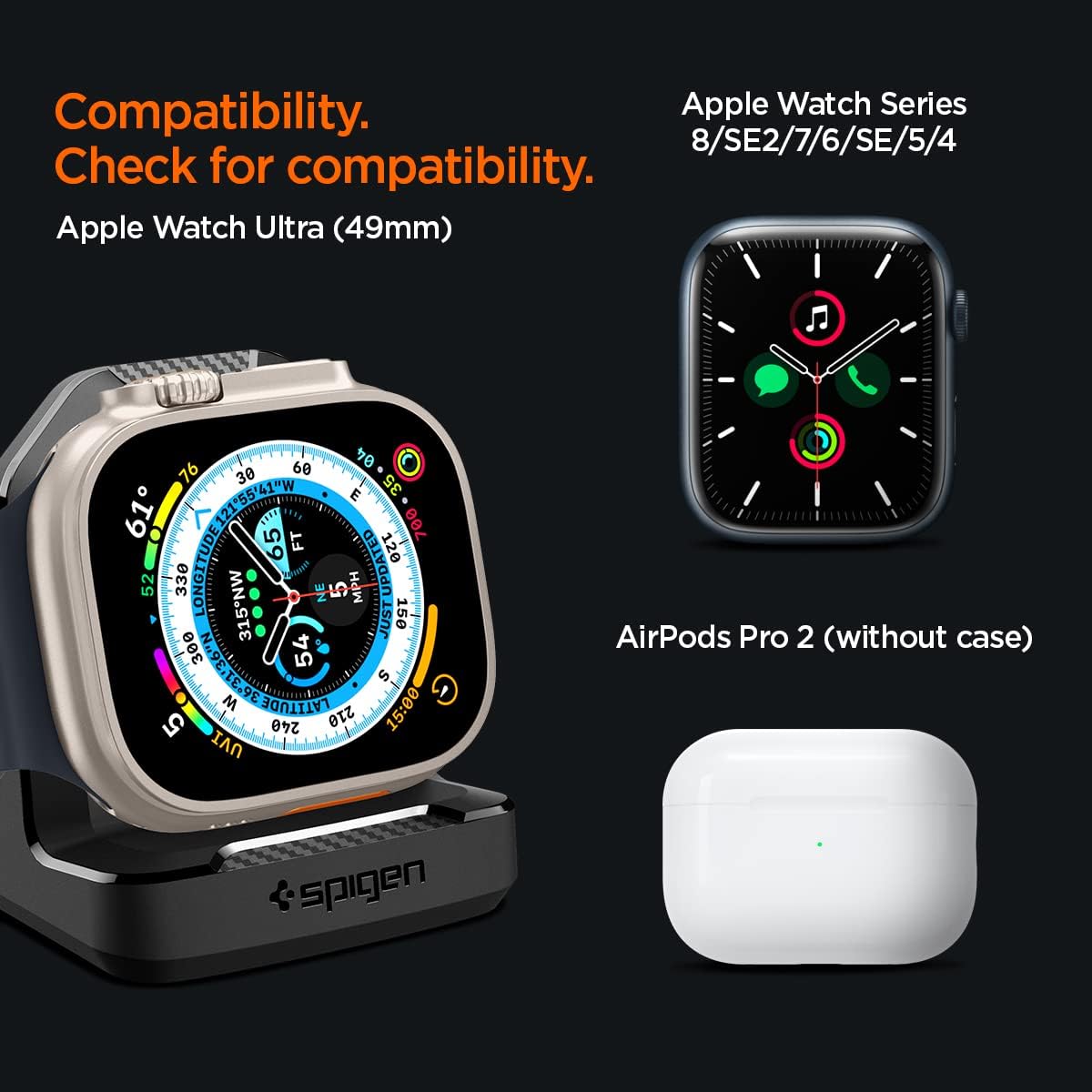 Spigen Rugged Armor Case and Rugged Armor Stand Designed for Apple Watch Ultra 3/2/1 49mm
