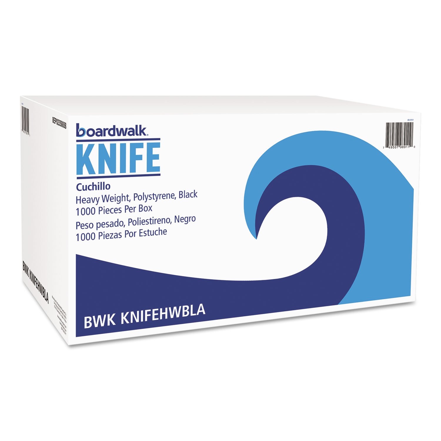 Boardwalk Full Length Polystyrene Cutlery, Knife, Black, 1000/Carton