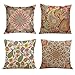 FRECINQ 4 Pezzi Federe per Cuscini 45x45 cm Cuscini Decorativi Bohémien con Stampa Floreale Multicolore per Divani, Sedie da Giardino, Decorazione della Camera da Letto