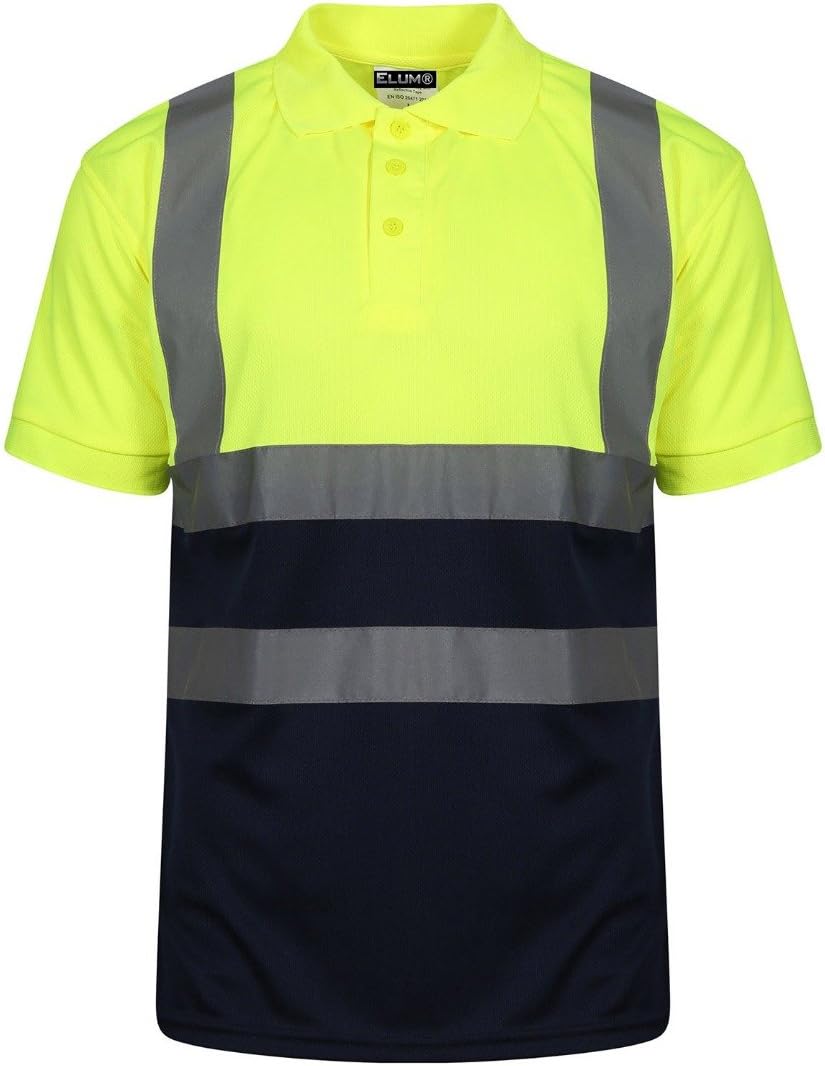 Men High Visibility Polo Reflective Tape Workwear T Shirt