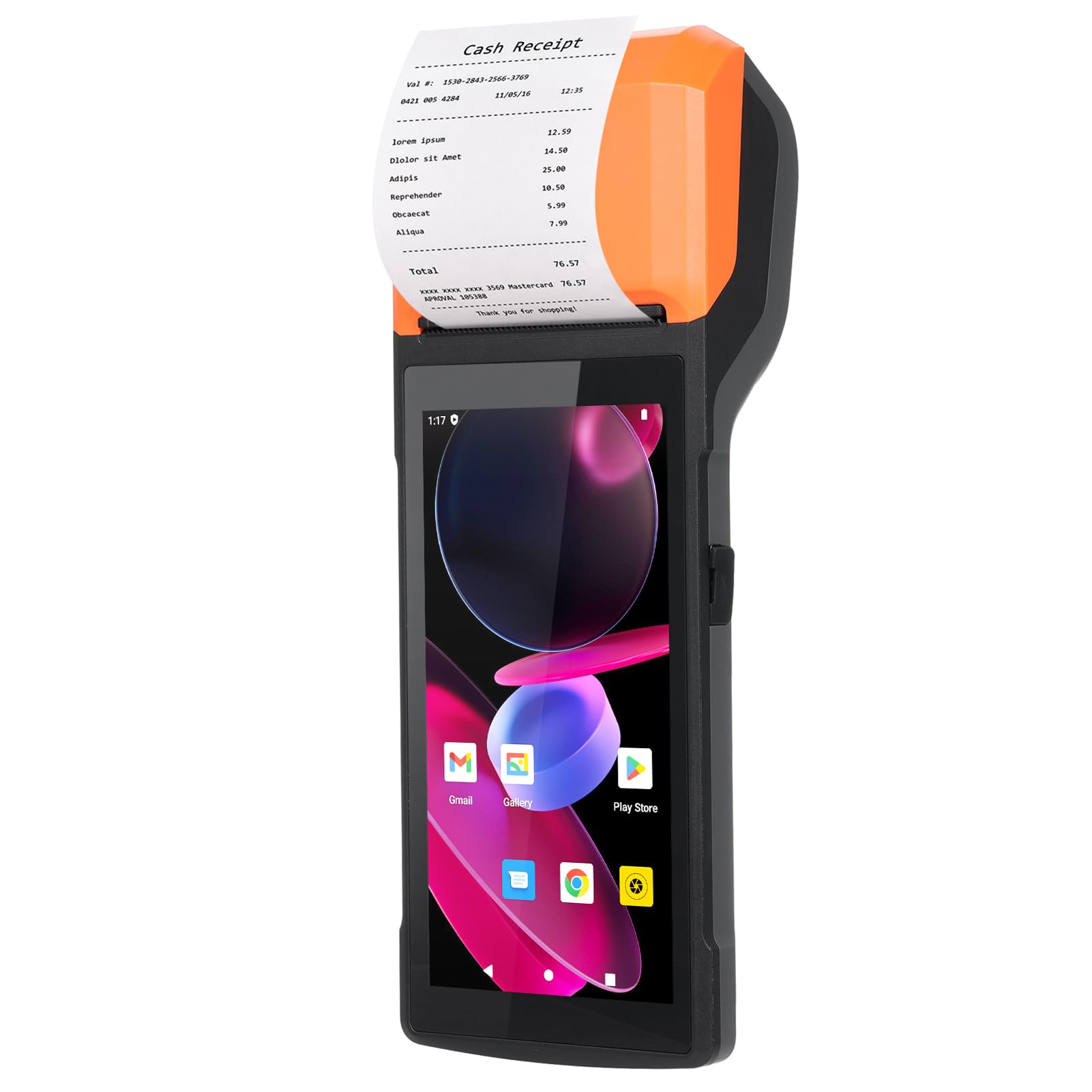 Bisofice Android 14 PDA Handheld POS Terminal Belegdrucker, Mobile Computer PDA mit 1D 2D QR Barcode Scanner, WiFi & 4G, BT, 5.5"" Touchscreen 5MP Camera für Einzelhandel, Lager, Logistik, POS System