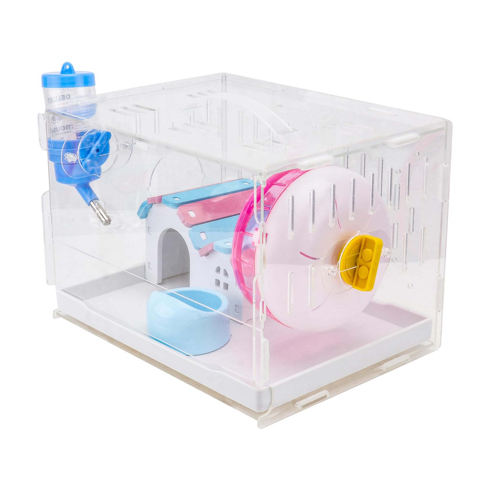 BESPORTBLE Cage à Hamster en Acrylique, 1 Set, Tiroir Amovible, Légère et Décorative, Maison pour Hamster Domestique, Facile à Déplacer Couleur Aléatoire
