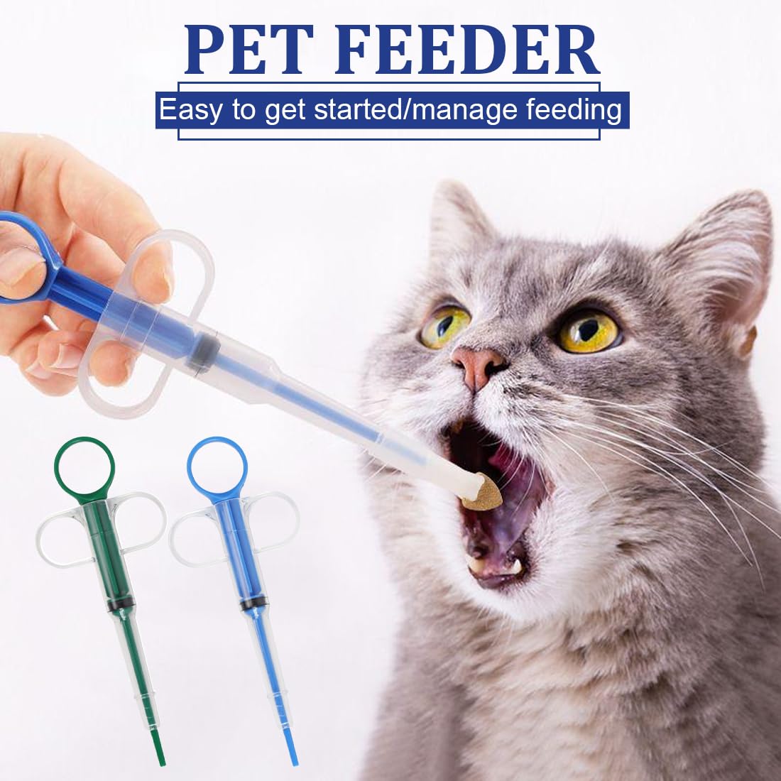Set Da 4 Siringhe Per Somministrare Farmaci A Cani E Gatti – Strumento Riutilizzabile Per Pillole E Liquidi, Con Anello E Impugnatura Ergonomica