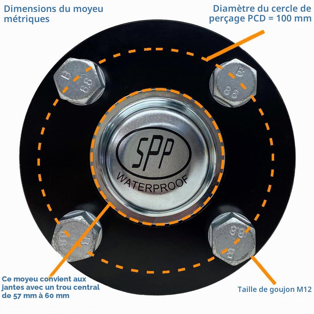 Parnells - Kit de Remorque pour Quad ATV - 4 Pneus et Roues Wanda, 20x10.00-8 + 4 Moyeux PCD 100 mm, axe de Fusée 40x40 mm - 1800 kg, Sans Attelage, Usage Intensif, Tout-Terrain Uniquement
