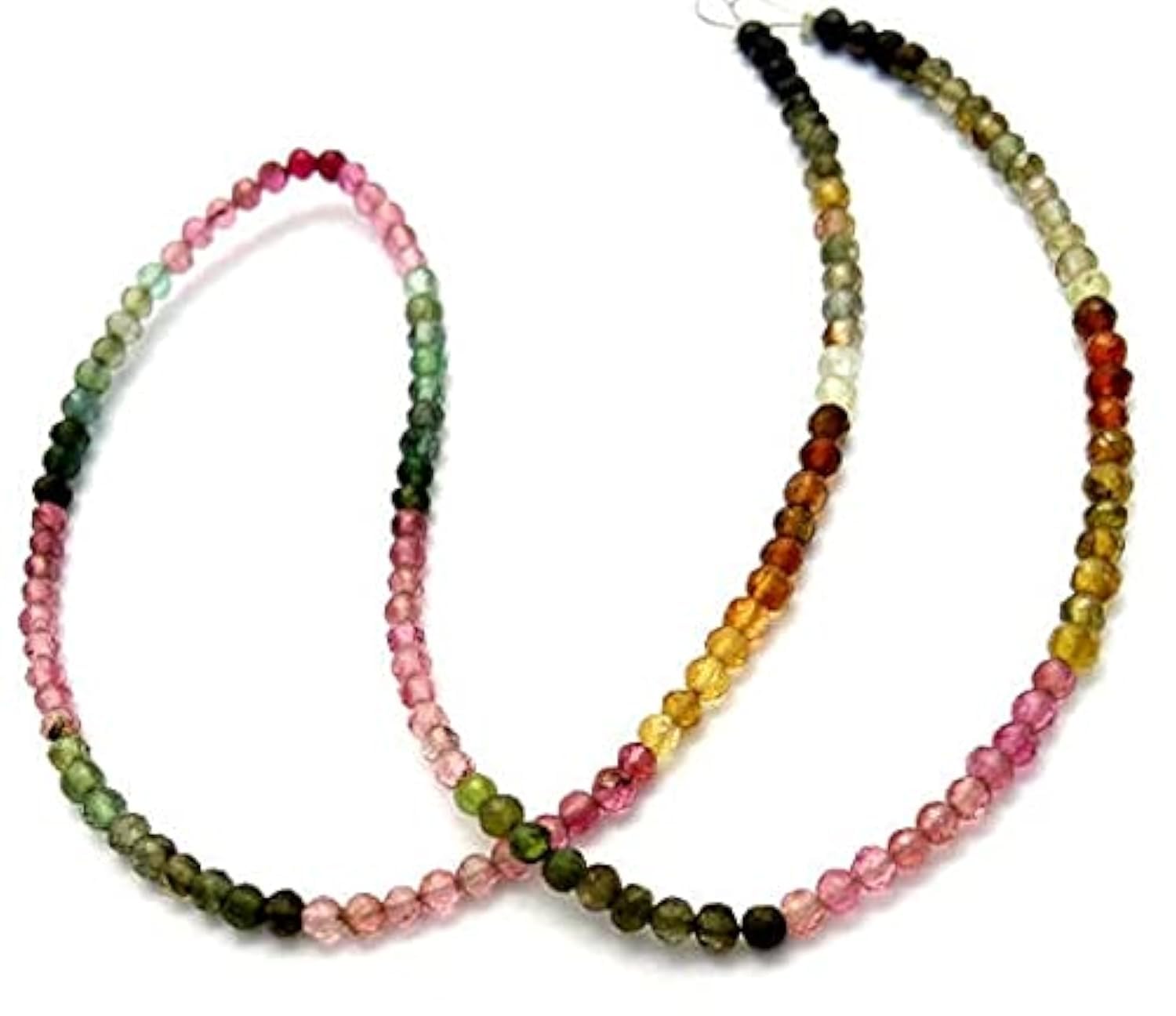 Perles rondelles facettées en tourmaline naturelle multicolore de 2 à 3 mm pour bijoux