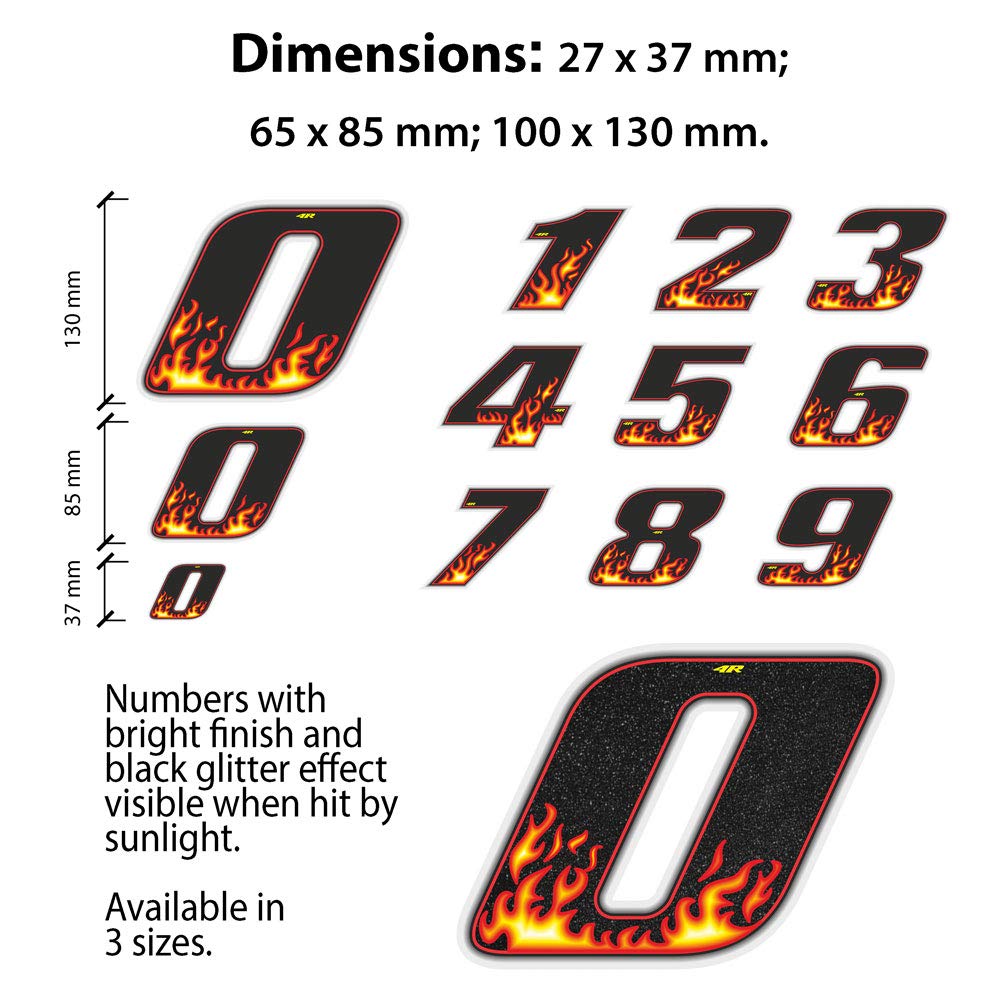 Quattroerre Racing Number 8 Anodized Mini, Flames, Emblems