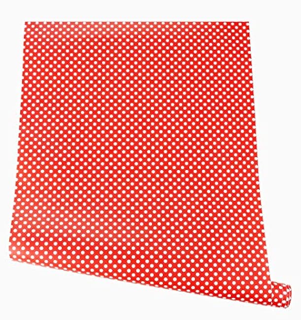 Self Adhesive Vinyl Red Polka Dot Contact Paper Shelf Drawer Liner Cabinets Dresser Furniture Liner Sticker Wall Crafts Decal Film 17.7X78.7 Inches