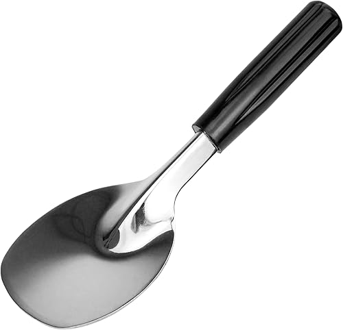 Miniatura 5 de Cuchara de pala para helado con mango negro sin doblar, acero inoxidable resistente, perfecta para recoger y servir golosinas congeladas