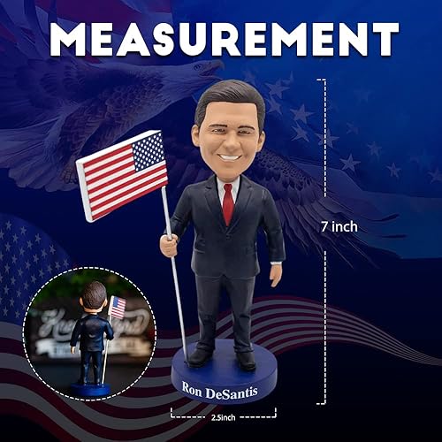 Miniatura 5 de Governor Ron Desantis Bobblehead coleccionable | Figura coleccionable de resina de 7 pulgadas de alto de Desantis sosteniendo una bandera