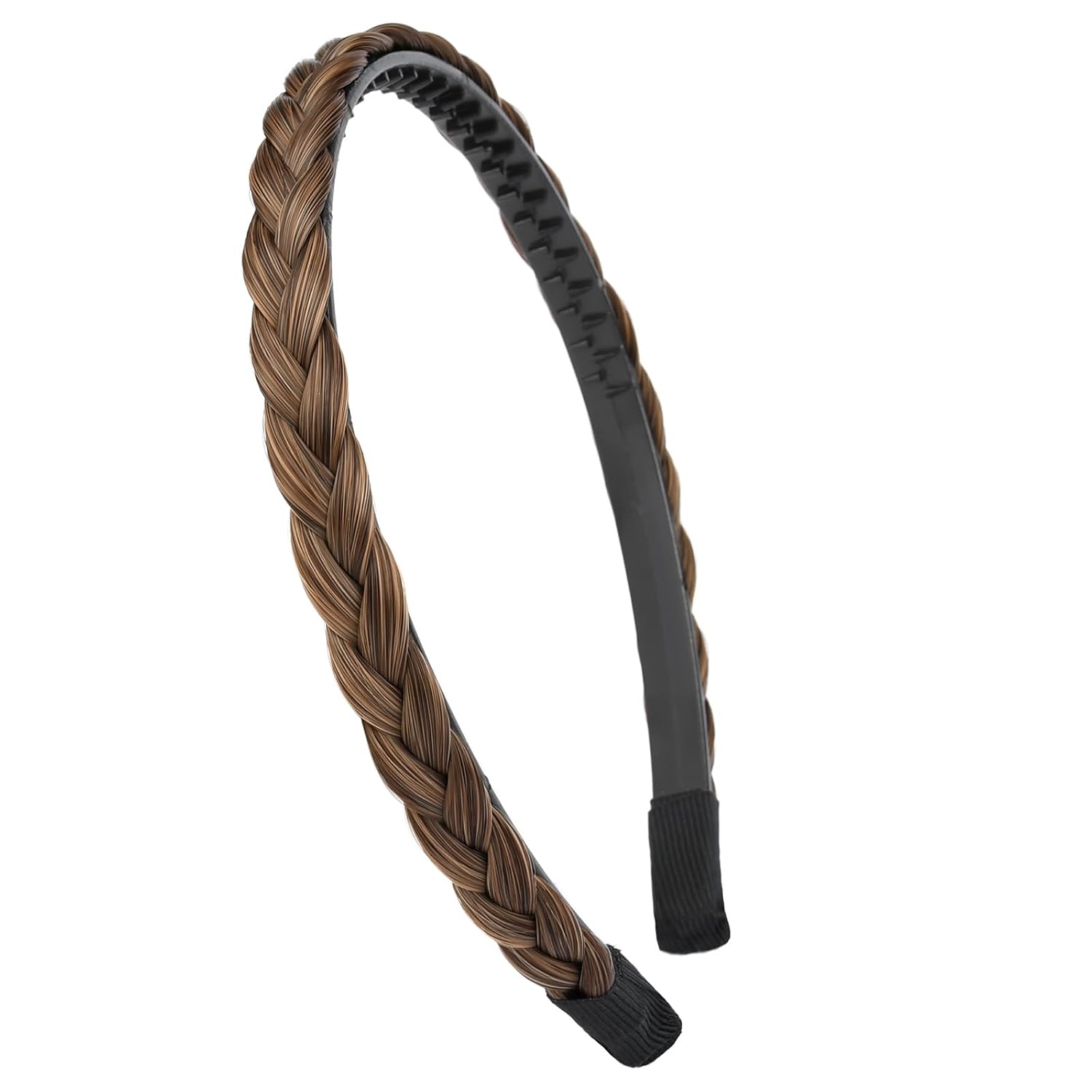 Narrow Braids Width 0.4 inches Slender Braided Headband with Teeth Synthetic Hair Plaited head bands Hairpiece for Girls Women (Chestnut, Thin)