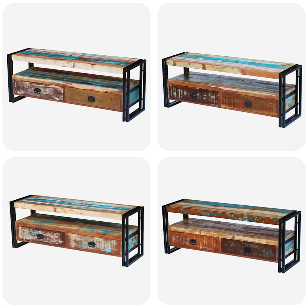 vidaXL Mobile Porta TV Armadietto Stile Rustico in Legno Massello Anticato