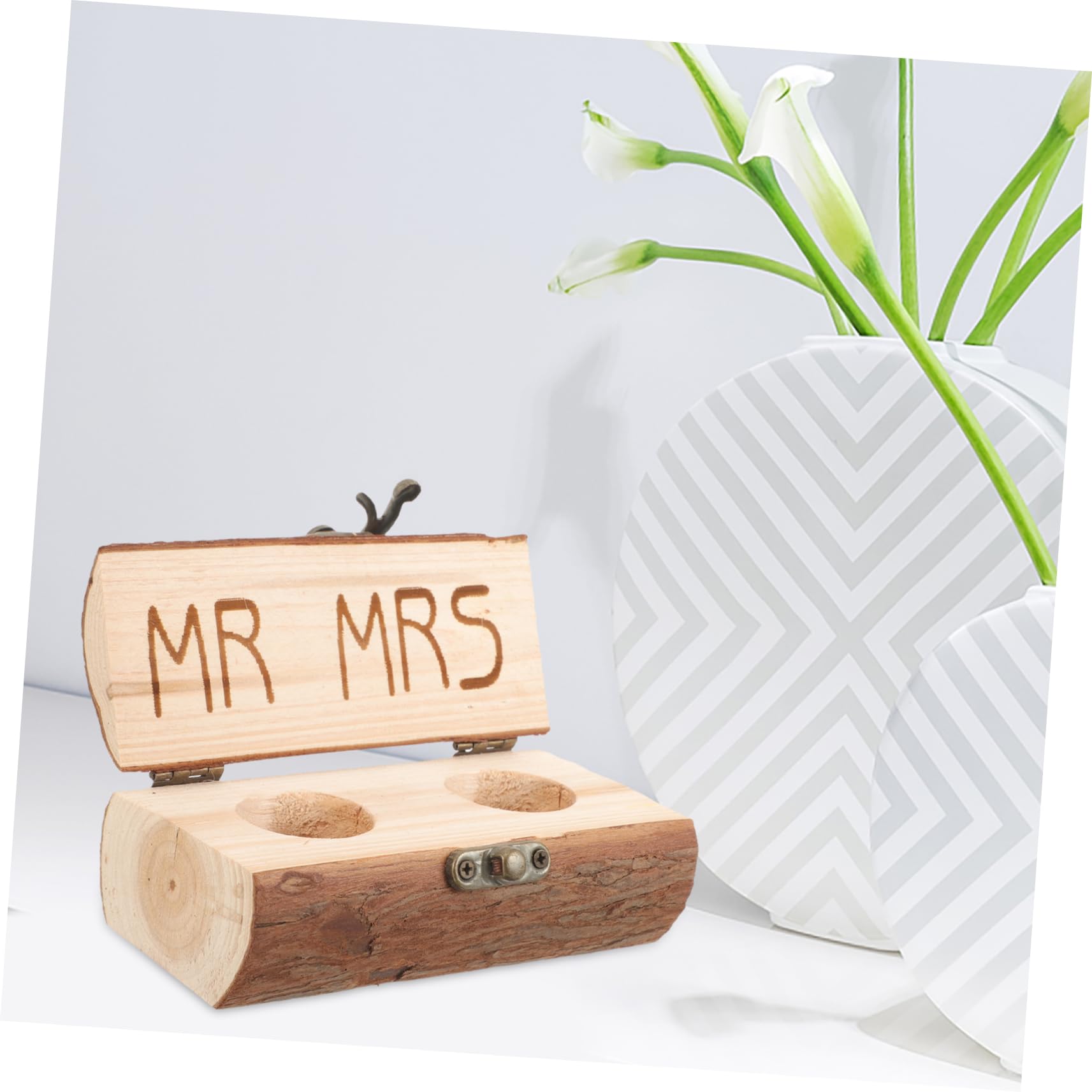 minkissy 5 Pièces Boîte de bague de mariage en bois couples boîtes à alliances pour cérémonie boite bague porte-bagues cas de bague de fiançailles cas de stockage de bijoux lin