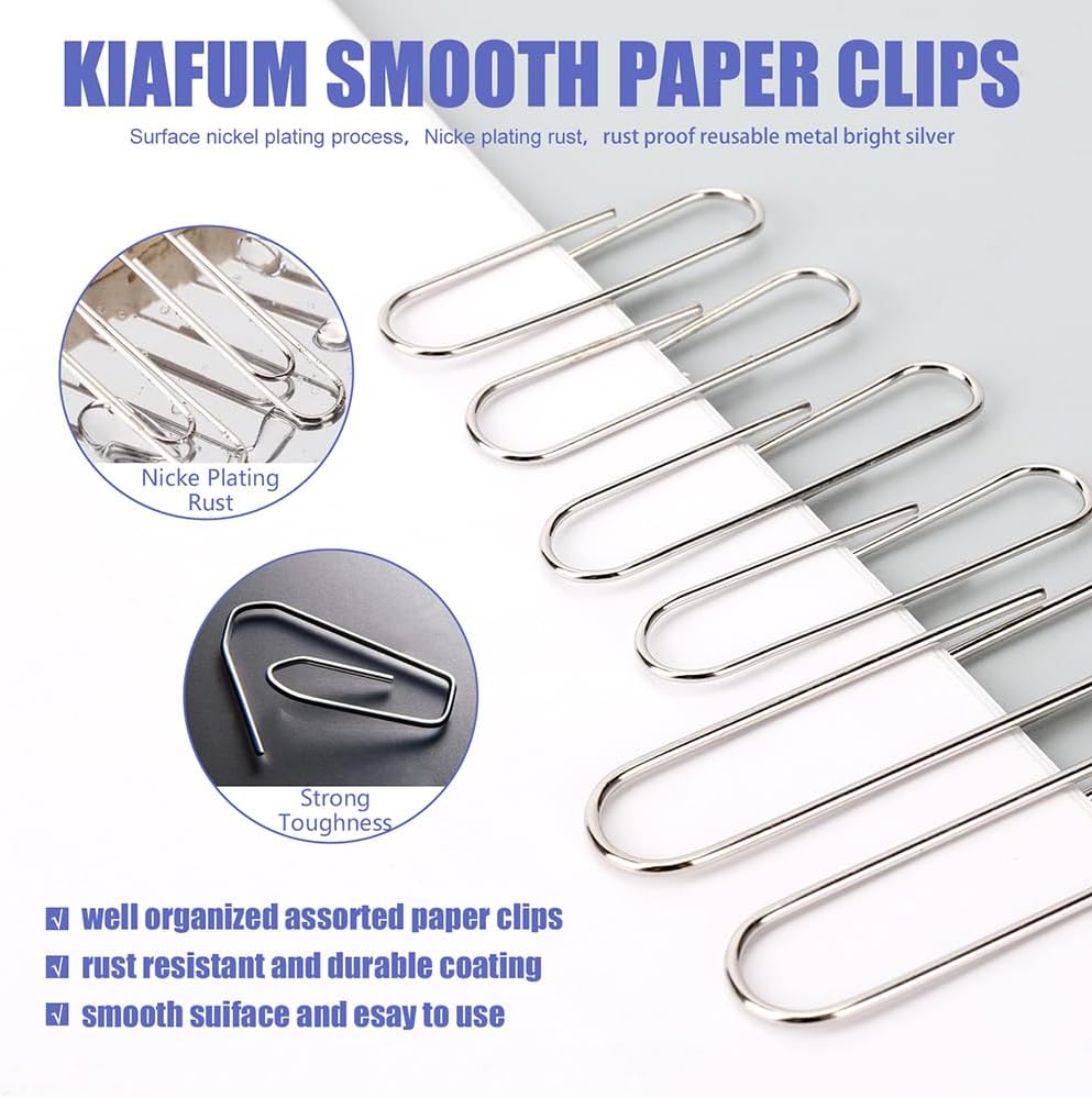 Paper Clips, Assorted-Size Paperclips, Premium Sier Paperclip Lar