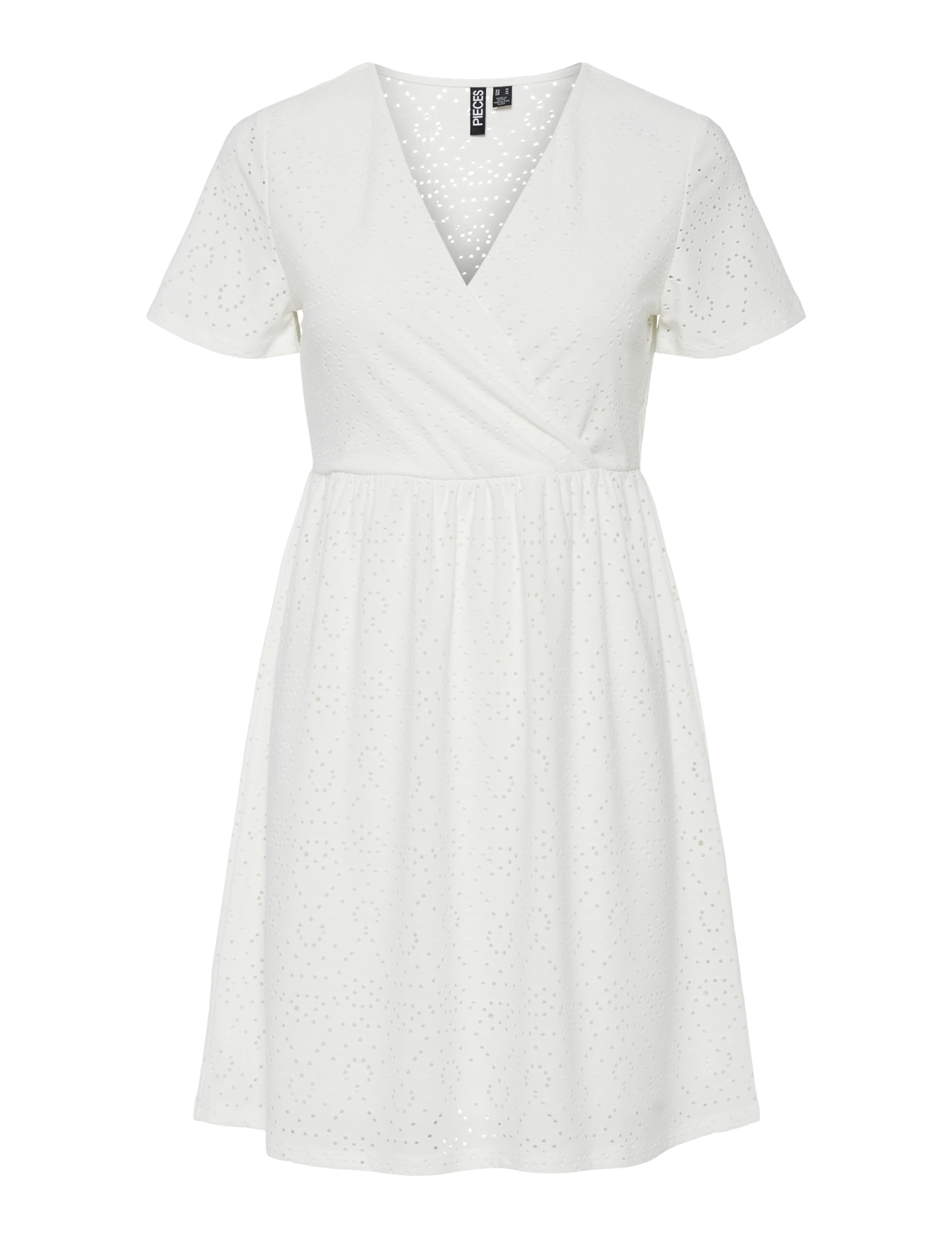 Pcabby Brod ANG SS Dress Noos Bc, Cloud Dancer, XL