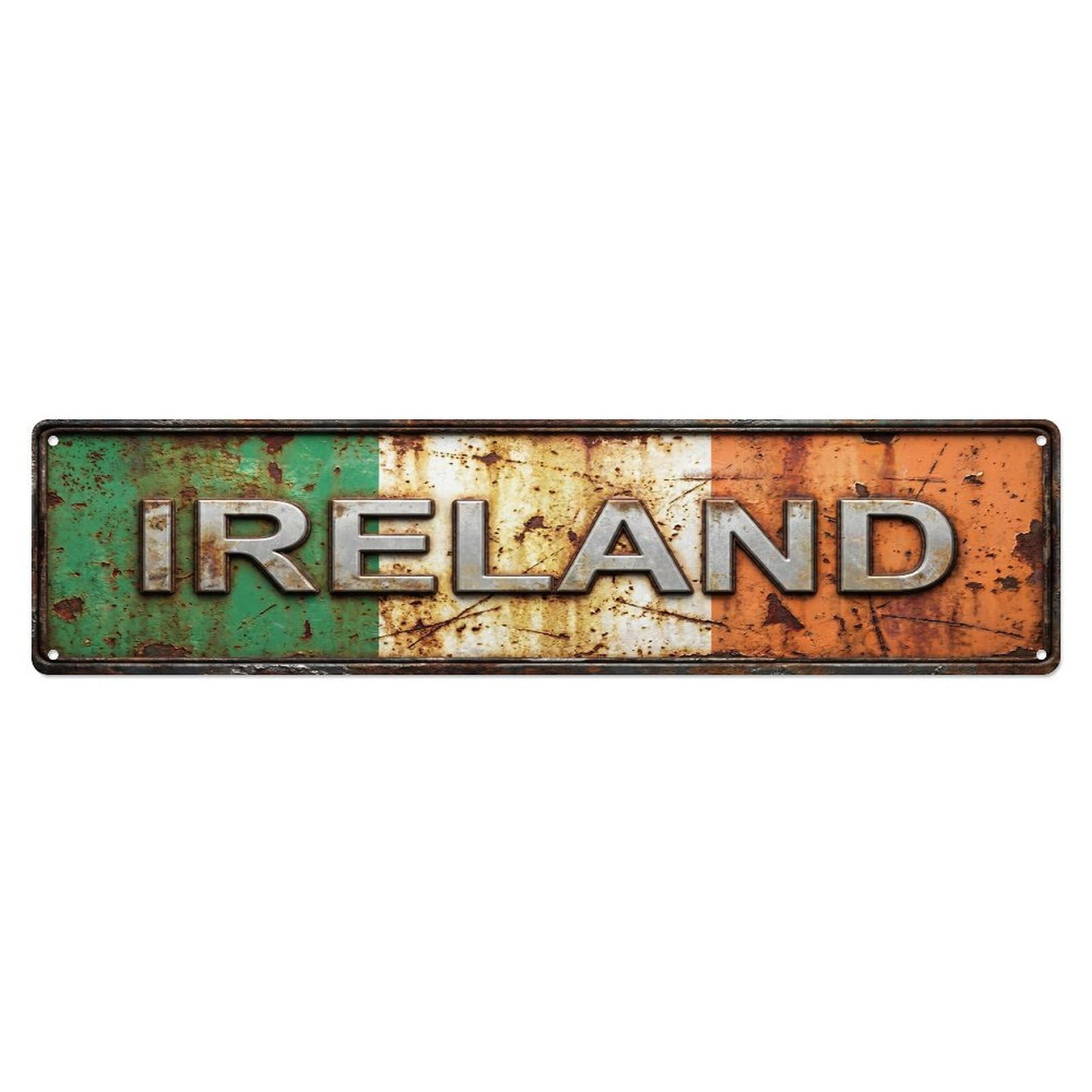 Olhnbad 4X16inch(10X40cm) Vintage Ireland Flag Pattern Metal Tin Sign