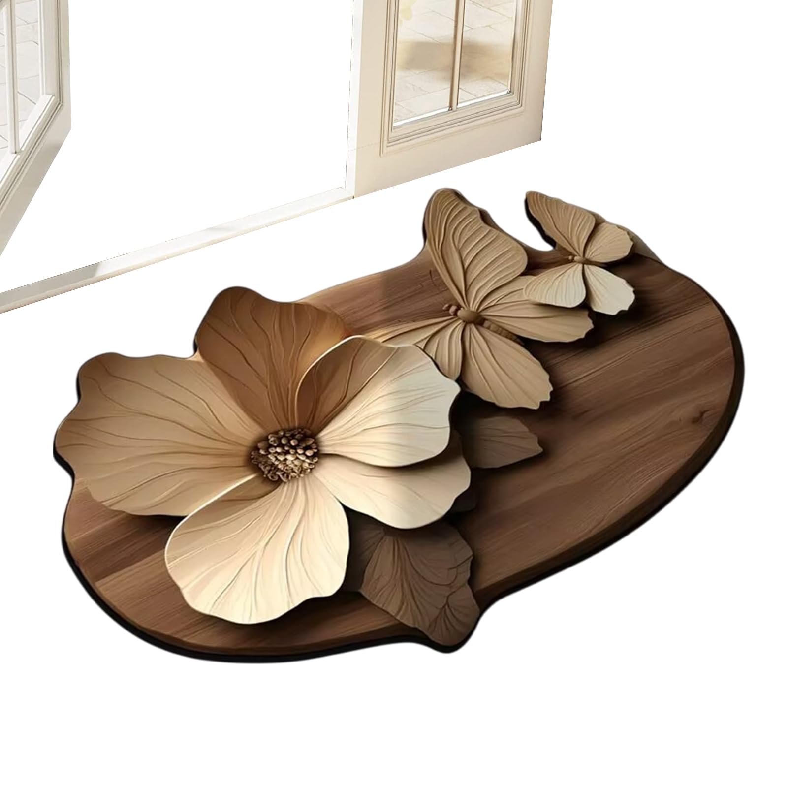 Tapis de bain antidérapant motif papillon 3D pour sol sec et sécurisé