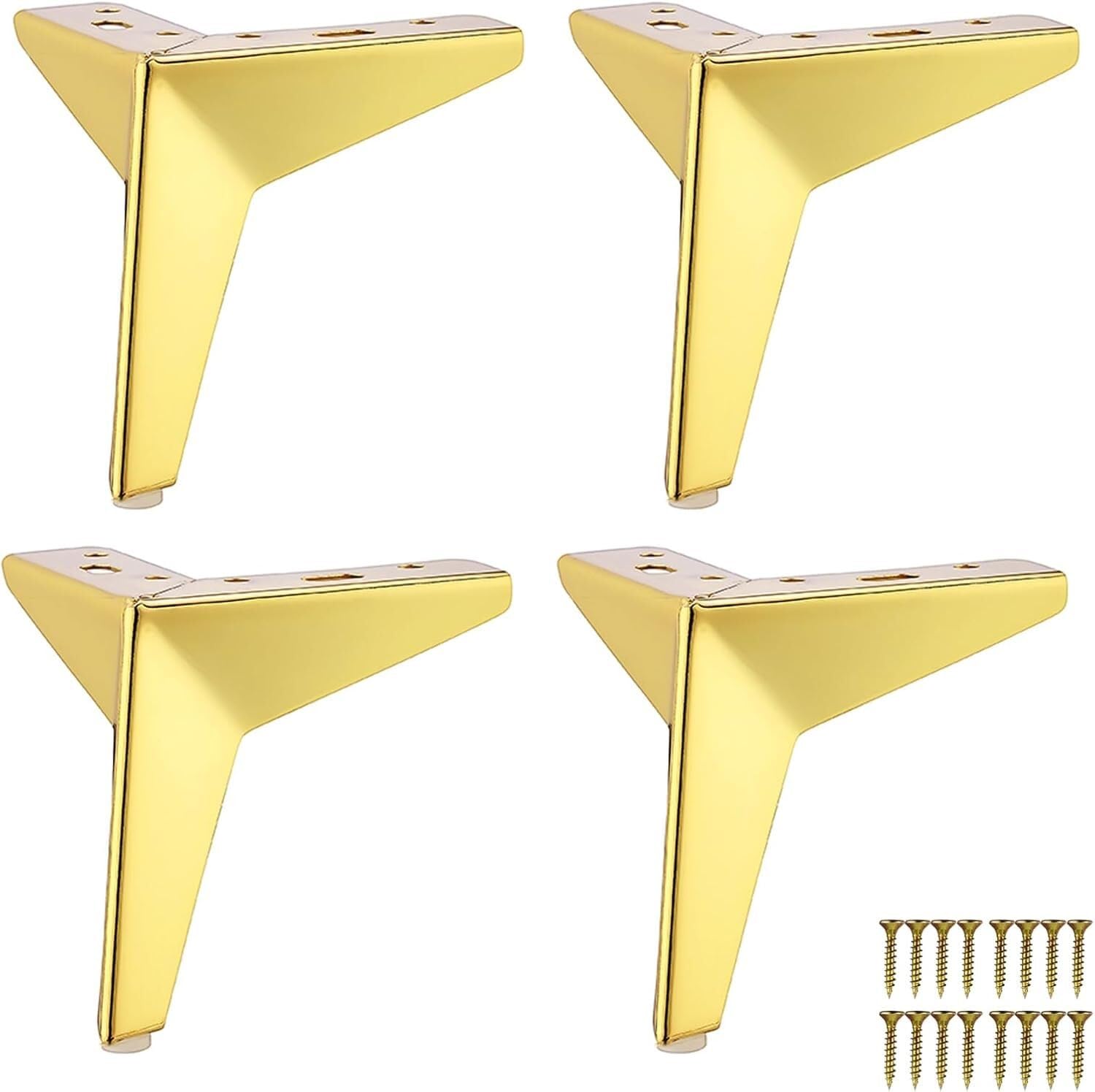 Rhllvj Gold Metal Furniture Feet, Triangle Sofa Feet Coffee Table Support Feet Replacement Support For Cabinet Sofa Ottoman Dresser(Gold)