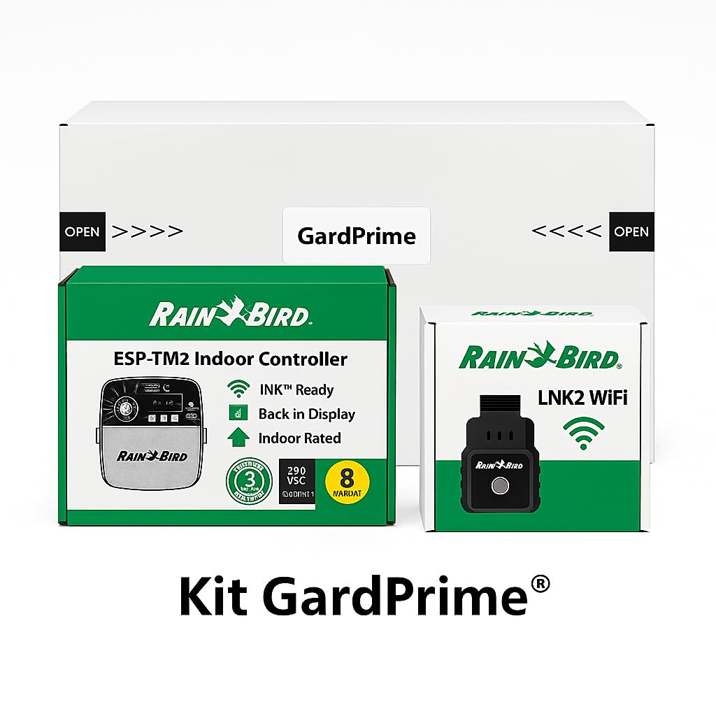 Kit irrigazione interna - Programmatore Rain Bird ESP-TM2 8 zone + modulo WiFi LNK2 - Soluzione connessa completa per giardino e orto by GardenPrime