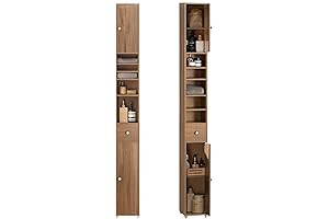 SoBuy Cabinet Doors Only Replacement Doors for Tall Cabinet Bathroom Shelf Adjustable Shelves BZR34-PF
