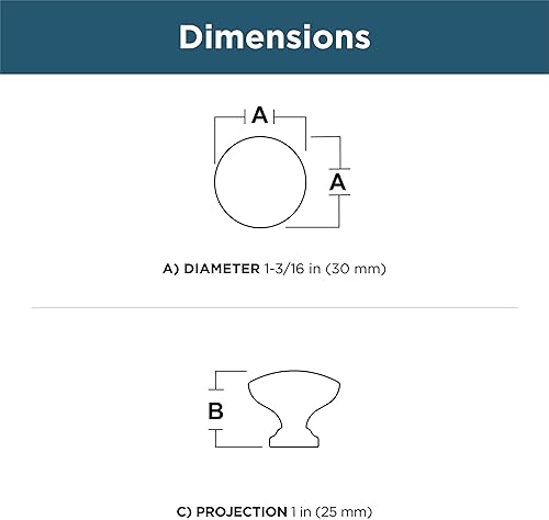 Miniatura 6 de Franklin Brass Fulton P29523Z-FBA-B - Paquete de 5 pomos para gabinete, manijas negras mate para cajones de muebles, cocina, puerta, baño, 1-316