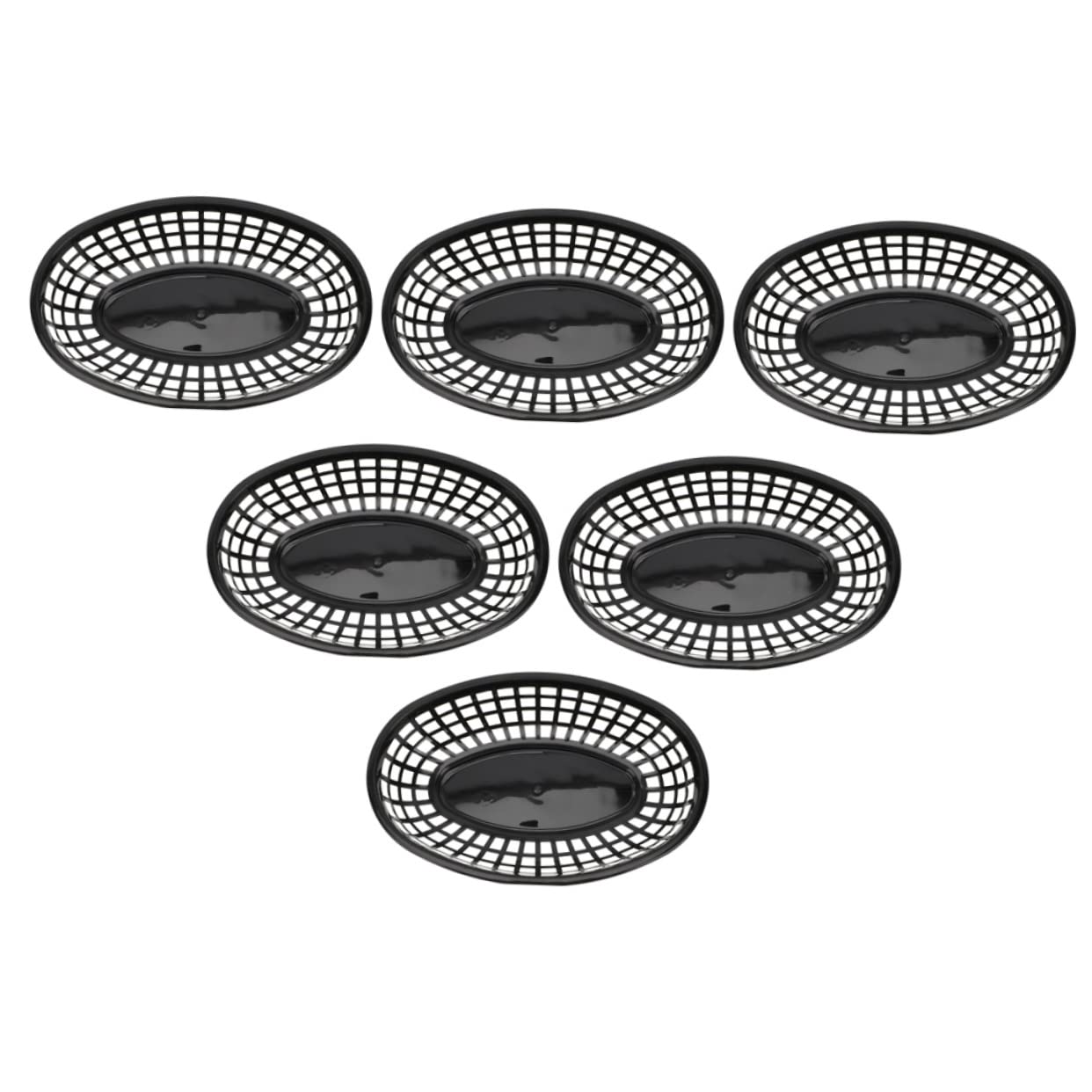 SOLUSTRE 6Pcs Oval Plastic Fast Food Baskets Serving Platters for Snacks Fruits Burgers Compact Fry Basket for Home Restaurant Use Easy to Clean