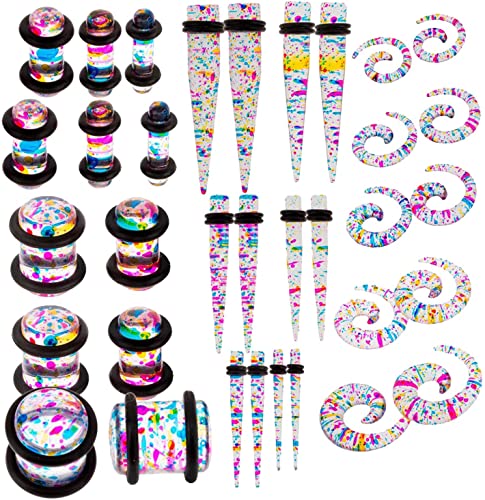 36pcs Tapers and Plugs With O Rings/Piercings Stretchers/Expanders Kit/Set/Lot With Different Gauges/Sizes for Ears/Earlobes Stretching