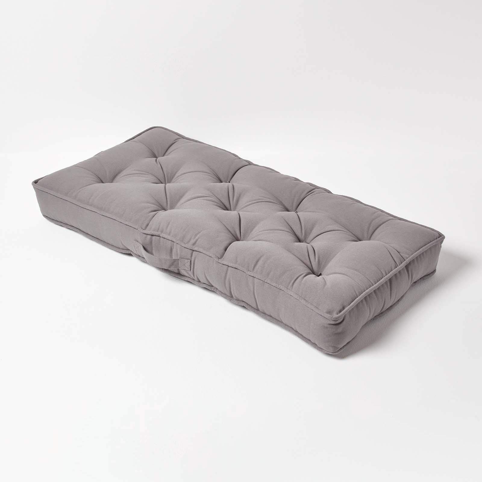 HOMESCAPES Cuscino rialzante per divano a 2 posti, cuscino per pallet o materasso da pavimento in cotone, grigio ardesia, 100 x 48 x 10 cm