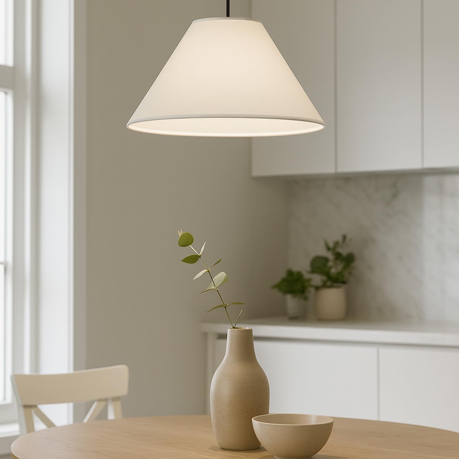 Voltico 2 Pack 12 Inch Cotton Coolie Lamp Shade Multiple Colors Modern Fabric Light Shade for Table Lamps and Chandelier (White)
