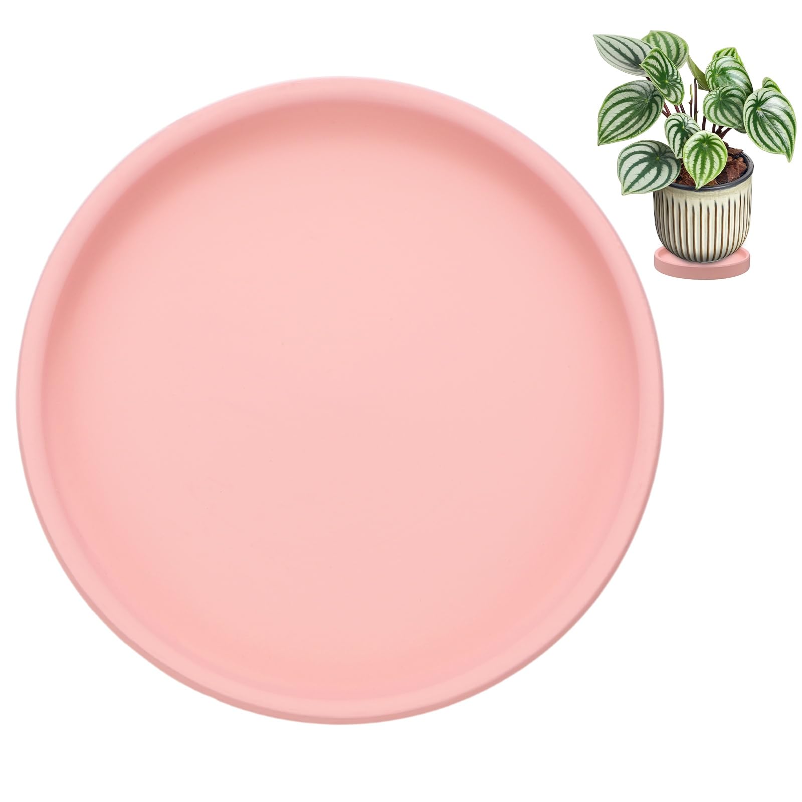 M METERXITY 1-Pack Plant Saucers 4.3 inch ID Ceramic Round, Pink