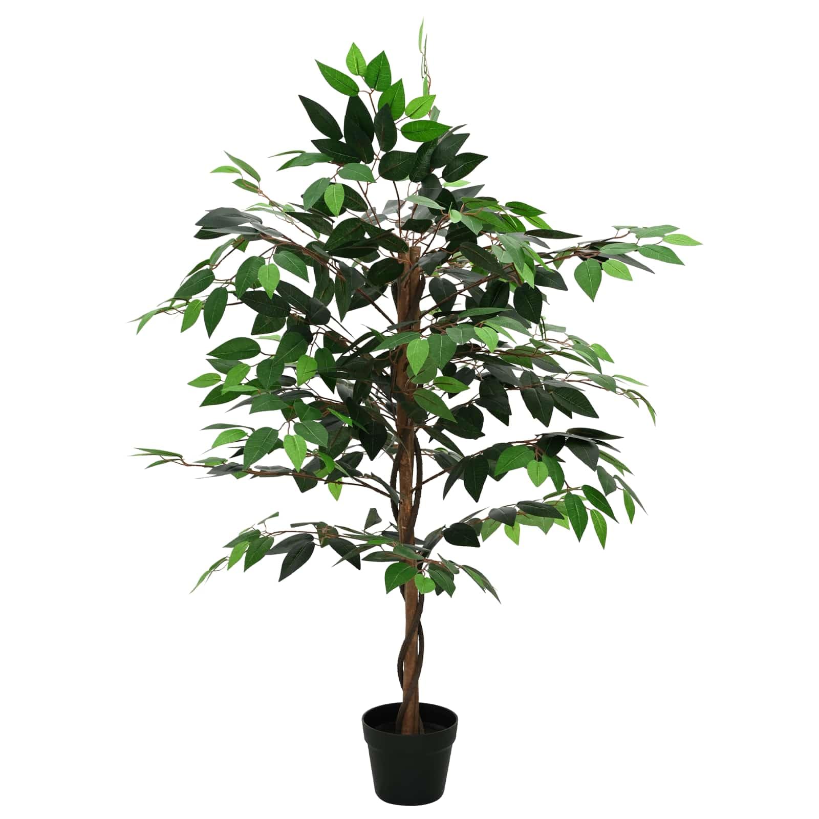 Sztuczna roślina ficus, 90 x 16 x 110 cm, sztuczna roślina z materiału i drewna, do salonu, biura i sypialni, łatwa w pielęgnacji, zielona dekoracja