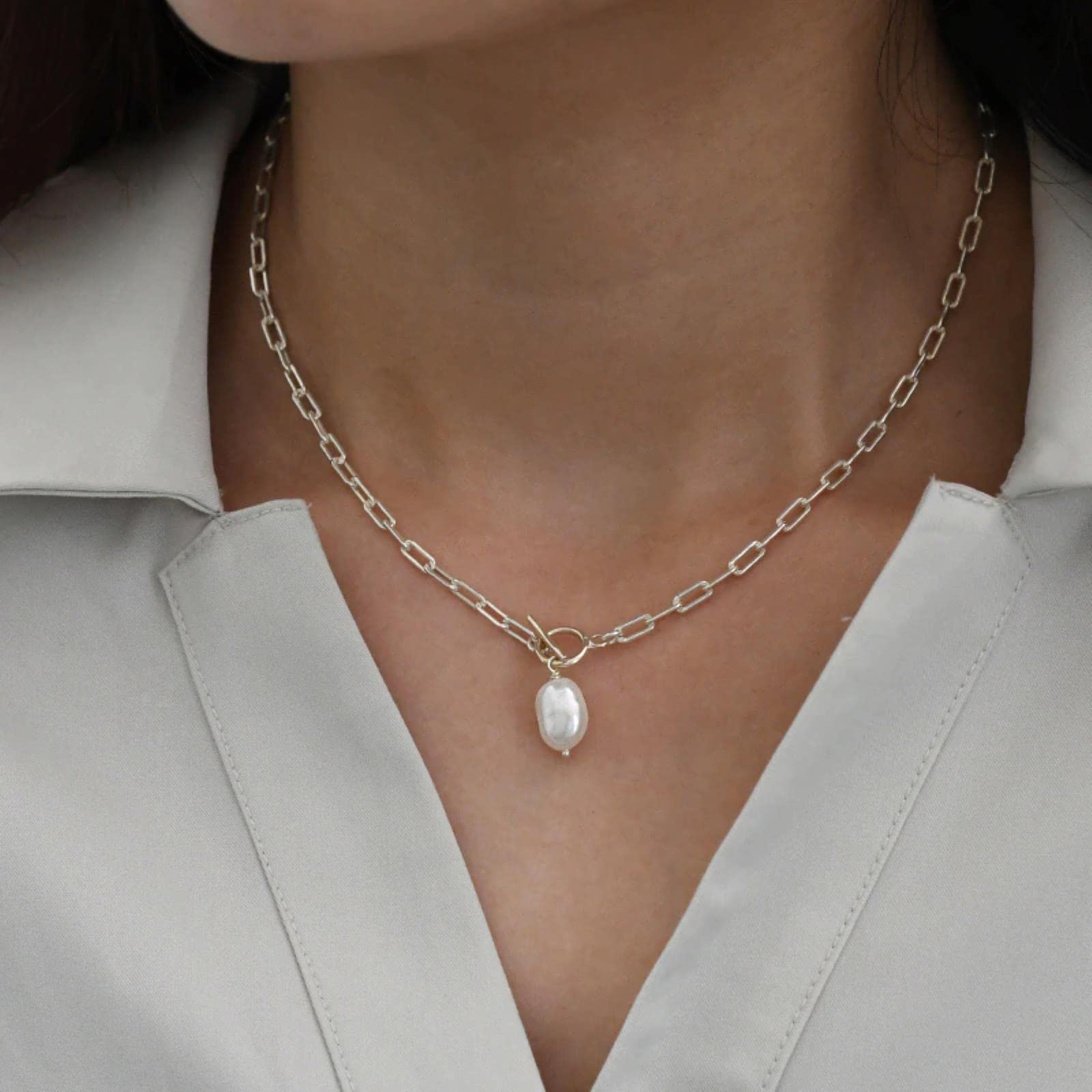 Collar De Plata De Ley 925 con Perlas Naturales De Agua Dulce, Joyería De Moda para Mujer