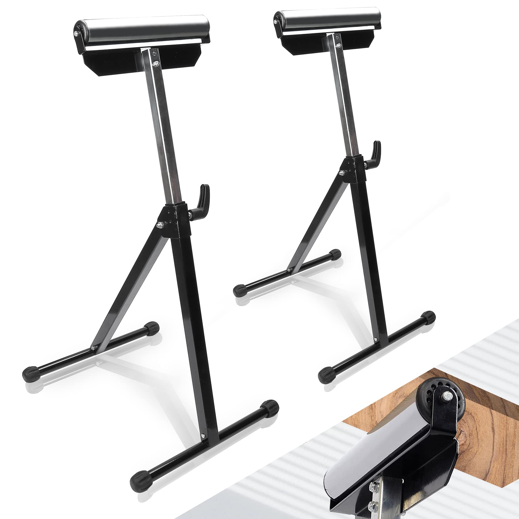 Ikodm 2 soportes para rodillos, altura ajustable, 68-108 cm, plegable, soporte para rodillos, soporte plegable con patas antideslizantes, soporte de hasta 60 kg