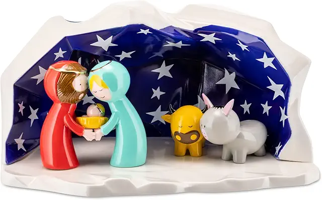 Alessi Kerststal Beeldjes: Handgedecoreerde Porseleinen Kerststal Set van 5