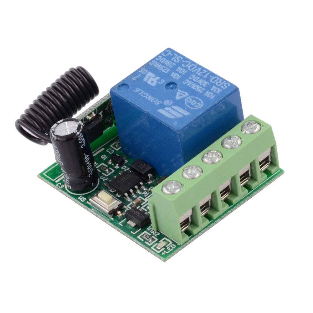 Interruptor inalámbrico de 1 canal de 12 V 24 V CC, sistema de interruptor de puerta, 1 receptor con 6 mandos a distancia, control de acceso con función de retardo 5S, 10S, 15S