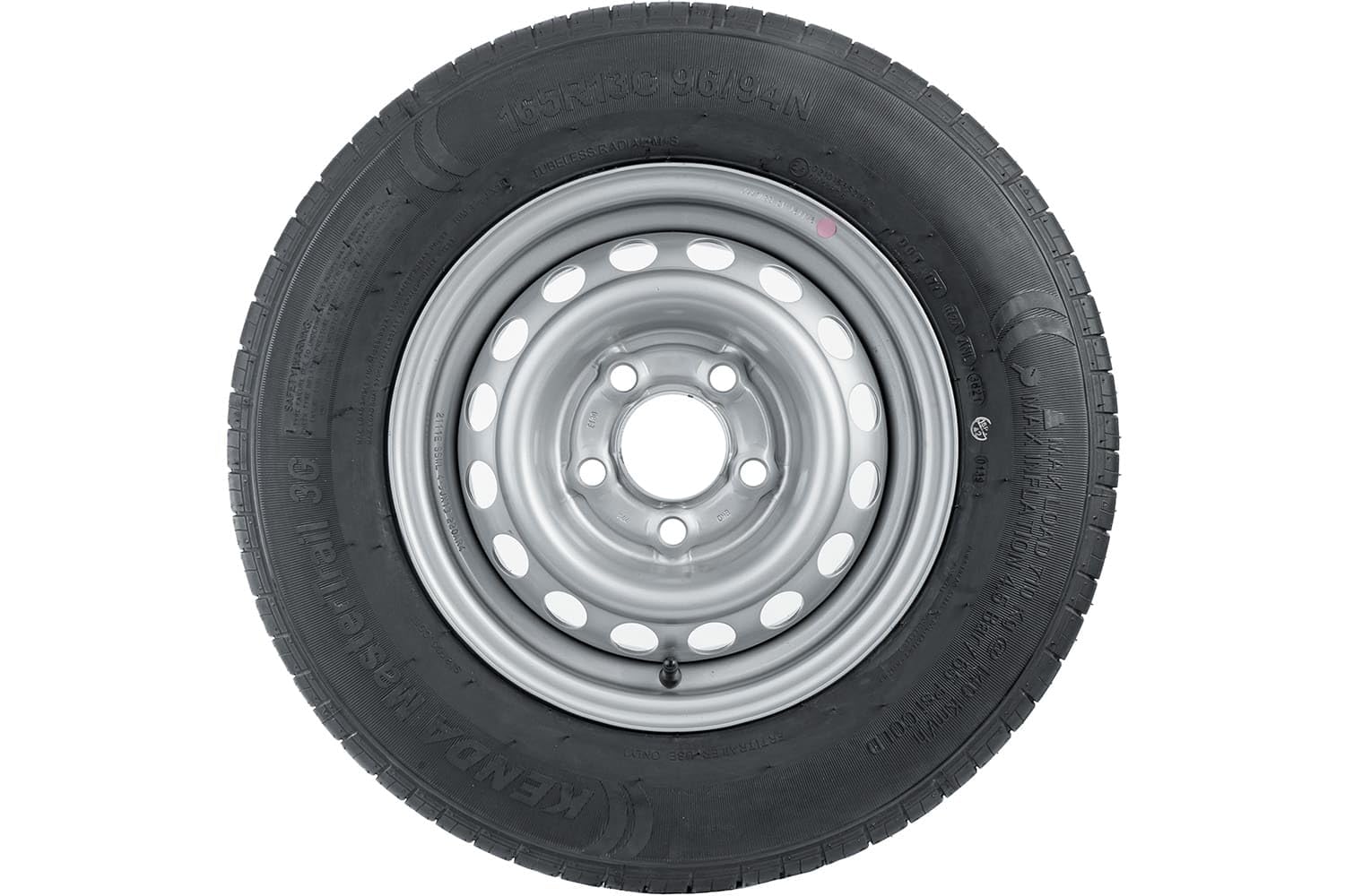 Stahlrad KENDA 165/80 R13C 96/94N verstärkt 5x112 ET30 – 13 Zoll Komplettrad für Anhänger mit Stahlfelge 4,5Jx13 H2 und 710 kg Tragfähigkeit für schwere Lasten und Transport