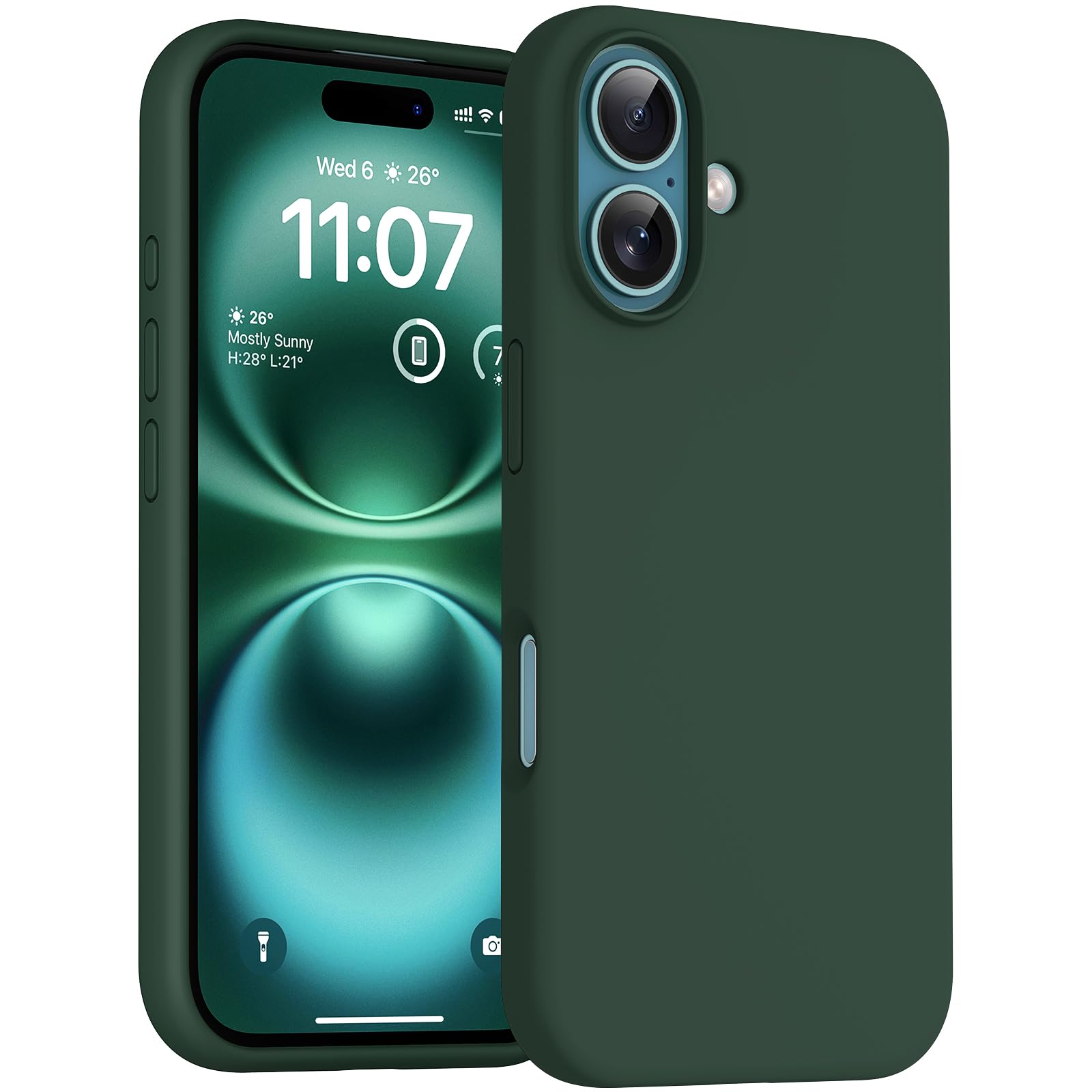 TOCOL für iPhone 16 Hülle Silikon, Stoßfest Anti-Rutsch Anti-Fingerabdruck Kratzfest Handyhülle für iPhone 16 Case, Alpengrün