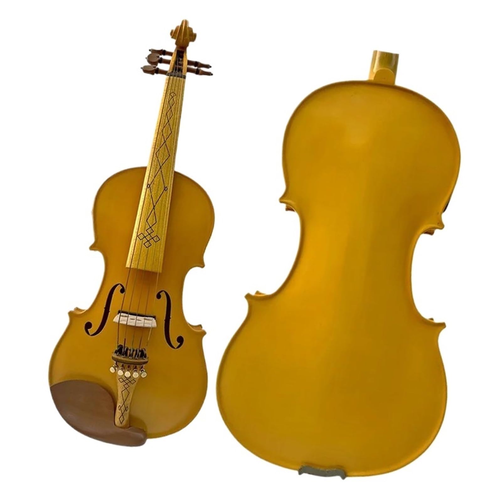 Violino Elettrico 4/4 A 5 Corde In Acero Giallo Fatto A Mano Con Un Suono Splendido E Chiaro E Forte Violino