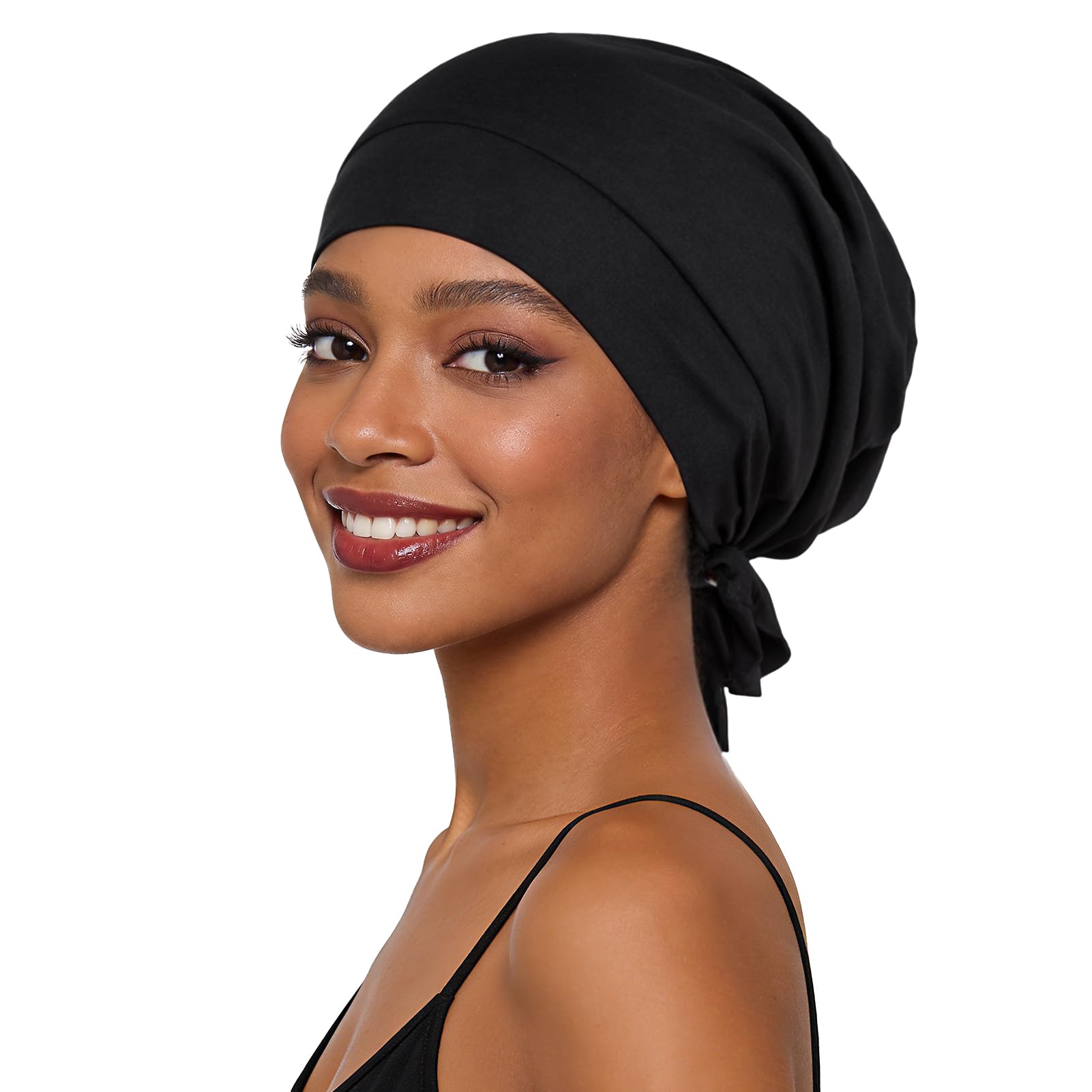 Kiiwah Seidenhaube zum Schlafen, Unisex Bambusfaser Schlafhaube Seide, Verstellbare Schlafmütze mit Riemen, Weiche Satin Haarhaube für Die Nacht, Bonnet Haare Silk für Damen Herren